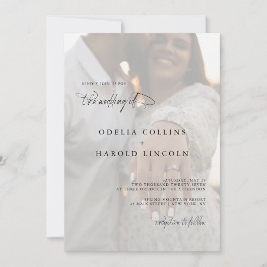 Minimalistische zwart wit foto bruiloft QR-code Kaart (Voorkant)