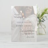 Minimalistische zwart wit foto bruiloft QR-code Kaart (Staand voorkant)