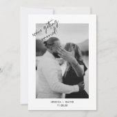 Minimalistische zwart-wit foto bruiloft save the date (Voorkant)