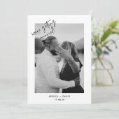 Minimalistische zwart-wit foto bruiloft save the date (Staand voorkant)
