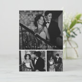 Minimalistische zwart-wit foto bruiloft uitnodigin kaart (Staand voorkant)