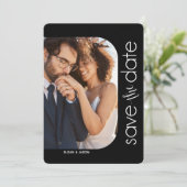 Minimalistische zwart-wit foto de datum opslaan save the date (Staand voorkant)