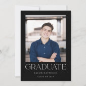 Minimalistische Zwart Wit Foto Graduation Party Kaart (Voorkant)