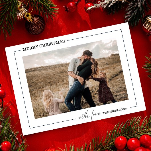 Minimalistische zwart-wit foto Kerstmis Feestdagenkaart