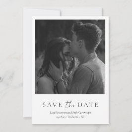 Minimalistische zwart-wit foto klassieke trouwdag save the date