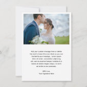 Minimalistische zwart-wit foto moderne bruiloft bedankkaart (Achterkant)