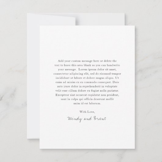 Minimalistische zwart-wit foto moderne bruiloft bedankkaart (Achterkant)