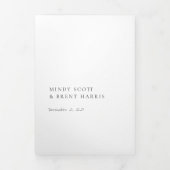 Minimalistische zwart-wit foto moderne bruiloft drieluik uitnodiging (Cover)