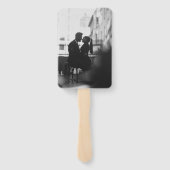 Minimalistische zwart-wit foto moderne bruiloft handwaaier (Achterkant)