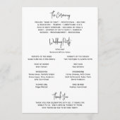 Minimalistische zwart-wit foto moderne bruiloft programmakaart (Achterkant)