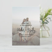 Minimalistische zwart-wit foto moderne bruiloft programmakaart (Staand voorkant)