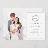 Minimalistische zwart-wit foto moderne bruiloft save the date (Voorkant)