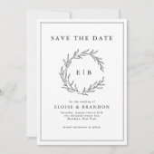 Minimalistische zwart-wit foto moderne bruiloft save the date (Voorkant)