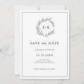 Minimalistische zwart-wit foto moderne bruiloft save the date (Voorkant)