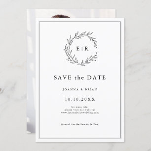 Minimalistische zwart-wit foto moderne bruiloft save the date