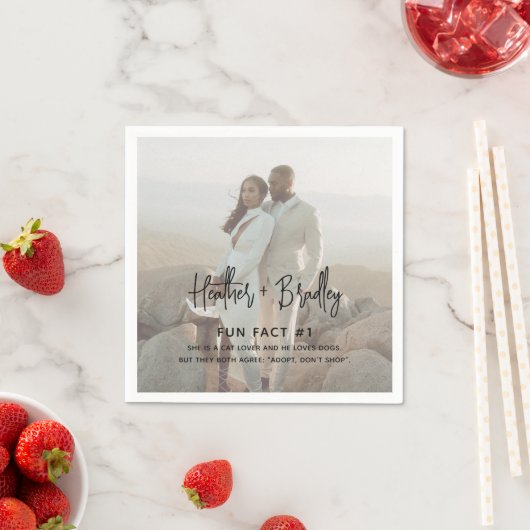 Minimalistische zwart-wit foto moderne bruiloft servet (Insitu)