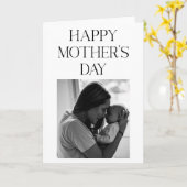 Minimalistische zwart-wit foto Moederdag Kaart (Gele Bloem)