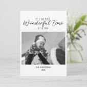 Minimalistische zwart-wit foto Prachtige tijd Feestdagenkaart (Staand voorkant)