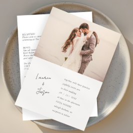 Minimalistische zwart-wit foto RSVP bruiloft Kaart