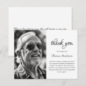 Minimalistische zwart-wit fotobegrafenis bedankkaart (Voorkant / Achterkant)