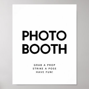 Minimalistische zwart-wit fotohokje huwelijksbord poster