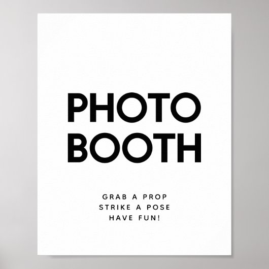 Minimalistische zwart-wit fotohokje trouwteken poster (Voorkant)