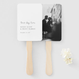 Minimalistische zwart-wit fotomodern bruiloft handwaaier