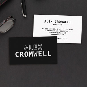 Minimalistische zwart-wit gedurfde unieke typograf visitekaartje