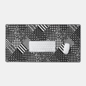 Minimalistische zwart-wit gemengde patroon stijl bureaumat (Keyboard & Muis)