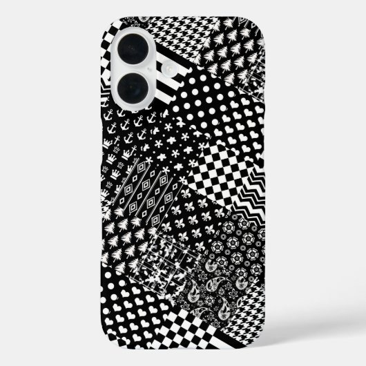 Minimalistische zwart-wit gemengde patroon stijl Case-Mate iPhone case (Achterkant)