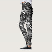 Minimalistische zwart-wit gemengde patroon stijl leggings (Links)