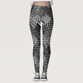 Minimalistische zwart-wit gemengde patroon stijl leggings (Voorkant)