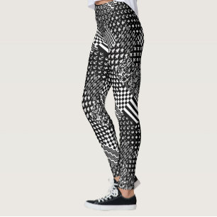 Minimalistische zwart-wit gemengde patroon stijl leggings