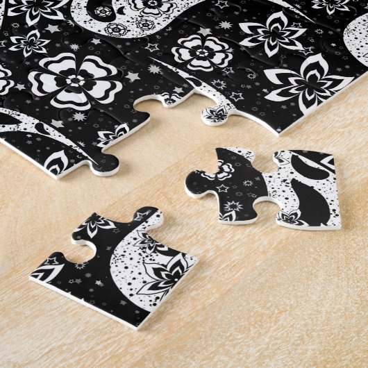 Minimalistische zwart-wit gemengde patroon stijl legpuzzel (Zijkant)