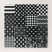 Minimalistische zwart-wit gemengde patroon stijl legpuzzel (Verticaal)