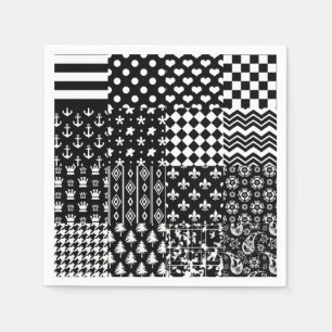 Minimalistische zwart-wit gemengde patroon stijl servet
