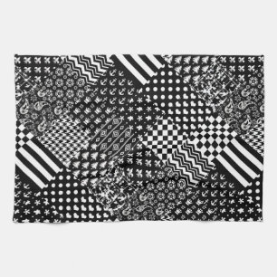 Minimalistische zwart-wit gemengde patroon stijl theedoek