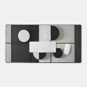 Minimalistische zwart-wit geometrische abstracte k bureaumat (Keyboard & Muis)