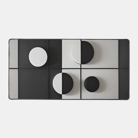 Minimalistische zwart-wit geometrische abstracte k bureaumat (Voorkant)