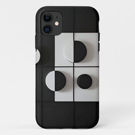 Minimalistische zwart-wit geometrische abstracte k Case-Mate iPhone case (Achterkant)