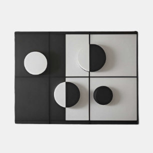 Minimalistische Zwart-Wit Geometrische Abstracte K Deurmat