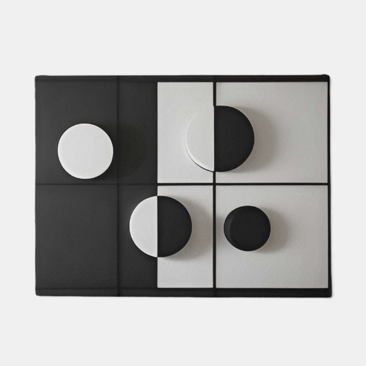 Minimalistische Zwart-Wit Geometrische Abstracte K Deurmat (Voorkant)