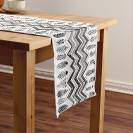 Minimalistische zwart-wit geometrische bladtafel R Medium Tafelloper