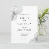 Minimalistische zwart-wit geometrische bruiloft kaart (Staand voorkant)