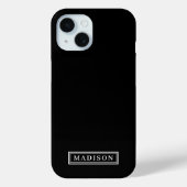 Minimalistische zwart-wit gepersonaliseerde naam Case-Mate iPhone case (Achterkant)