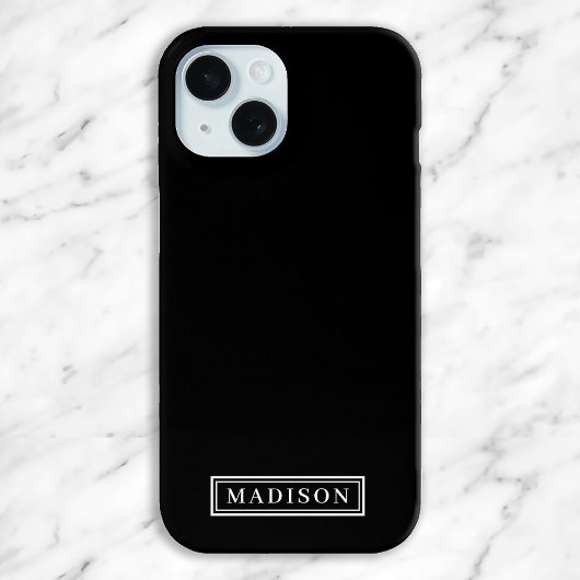 Minimalistische zwart-wit gepersonaliseerde naam Case-Mate iPhone case