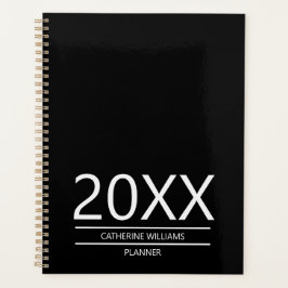 Minimalistische zwart-wit gepersonaliseerde planner