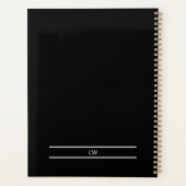 Minimalistische zwart-wit gepersonaliseerde planner (Achterkant)