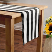 Minimalistische zwart-wit gestreepte trouwdag medium tafelloper