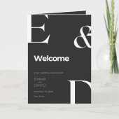 Minimalistische zwart-wit gevouwen bruiloft progra programma (Voorkant)